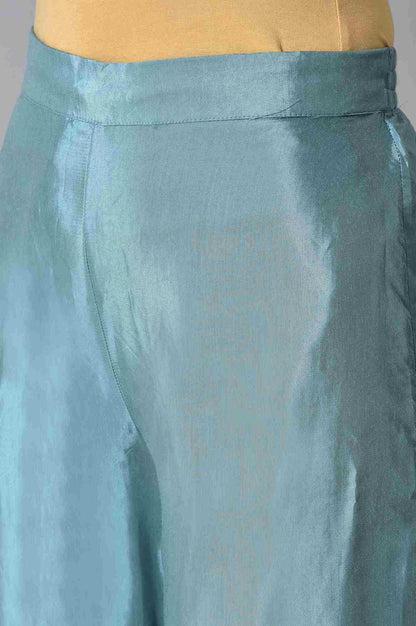 Dark Pink Embroidered kurta With Blue Parallel Pants And White Chanderi Dupatta - wforwoman