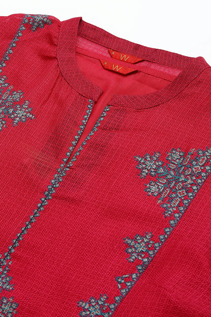Dark Pink Kota kurta With Inner And Blue Tights