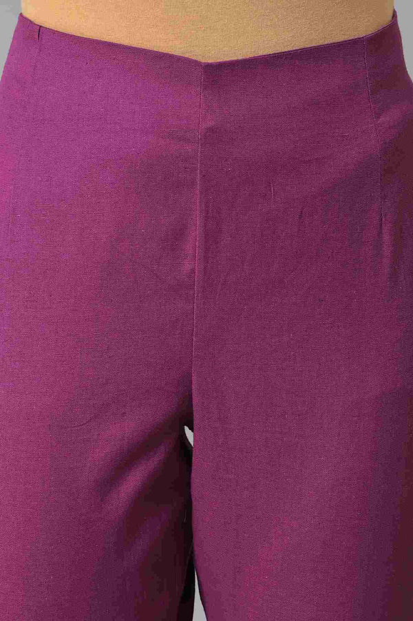 Purple Festive Shantung kurta With Slim Pants