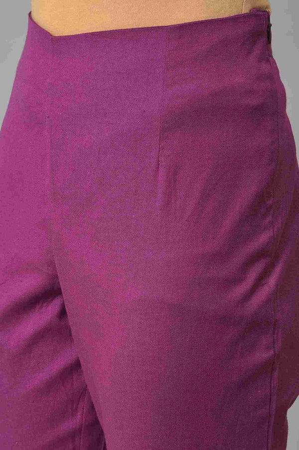 Purple Festive Shantung kurta With Slim Pants