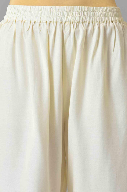 Blue Embroidered kurta With Ecru Parallel Pants And Floral Printed Dupatta - wforwoman