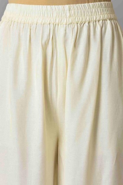 Liva Eco Pink Embroidered kurta With Off-White Pants And Dupatta Set - wforwoman