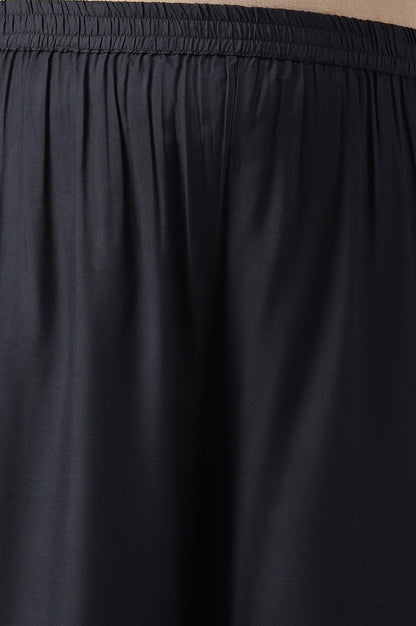 Plus Size White And Deep Blue Ombre kurta With Printed Gillet And Parallel Pants - wforwoman