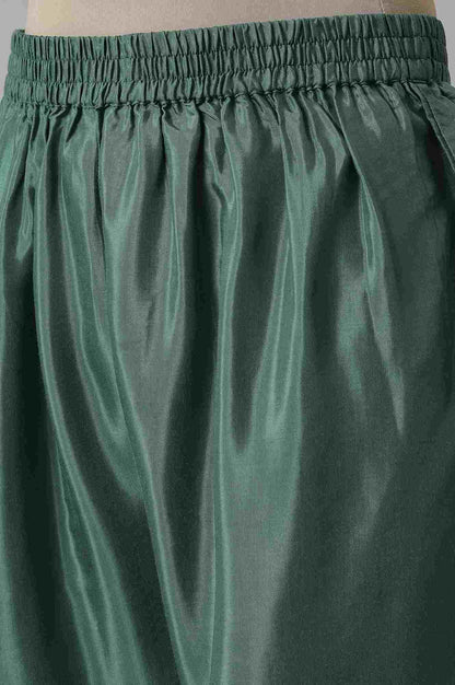 Dark Green Embroidered kurta With Parallel Pants And Pink Printed Dupatta - wforwoman