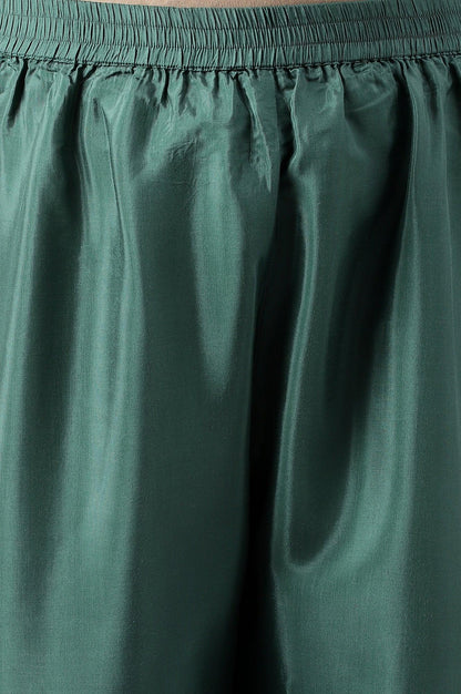 Plus Size Dark Green Embroidered kurta With Parallel Pants And Pink Printed Dupatta - wforwoman