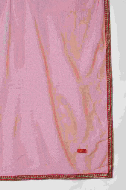 Dark Green Glitter Floral Printed kurta With Sharara Pants And Pink Dupatta - wforwoman