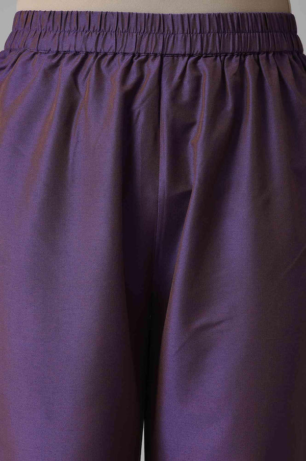 Purple Embroidered kurta With Slim Pants And Printed Dupatta