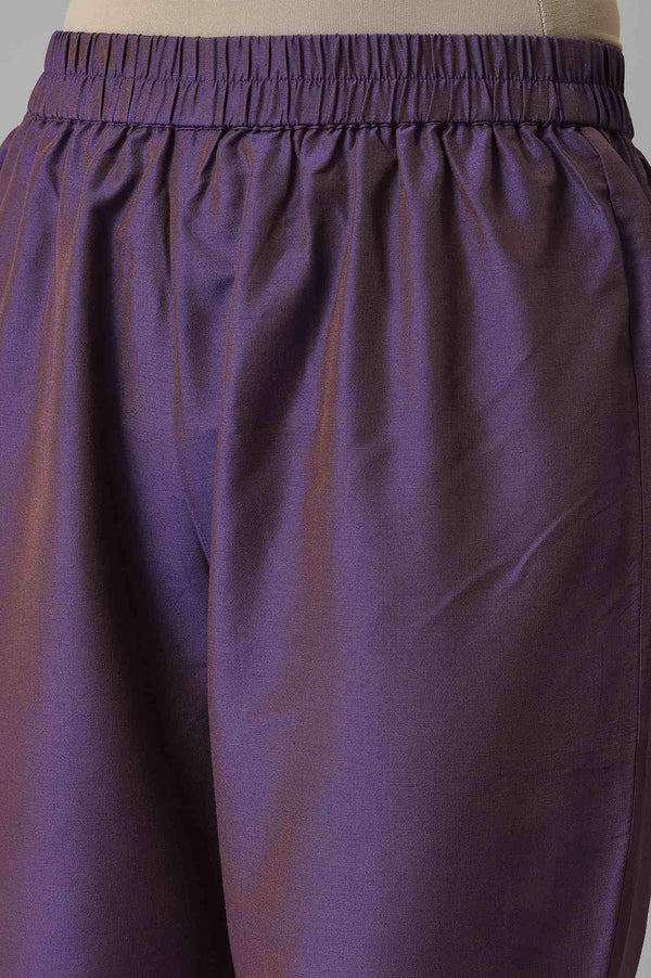 Purple Embroidered kurta With Slim Pants And Printed Dupatta