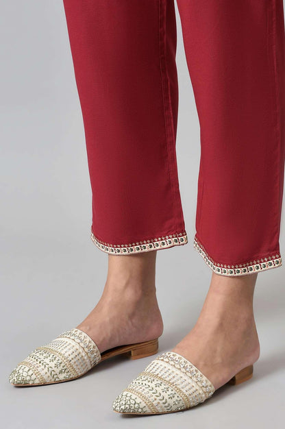 Maroon Mock Layer Festive kurta With Straight Pants - wforwoman