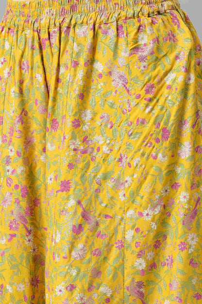 Yellow Embroidered kurta Wth Culottes And Pink Dupatta