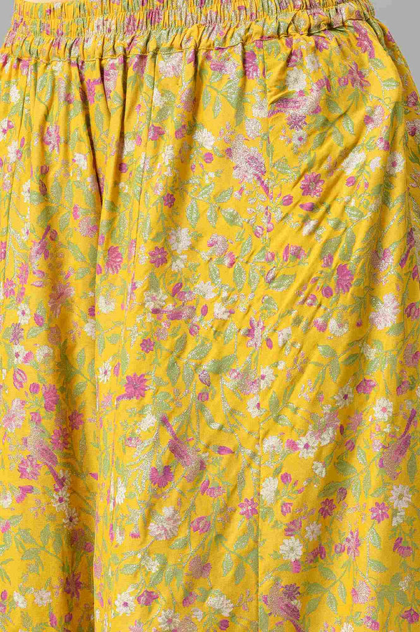 Yellow Embroidered kurta Wth Culottes And Pink Dupatta