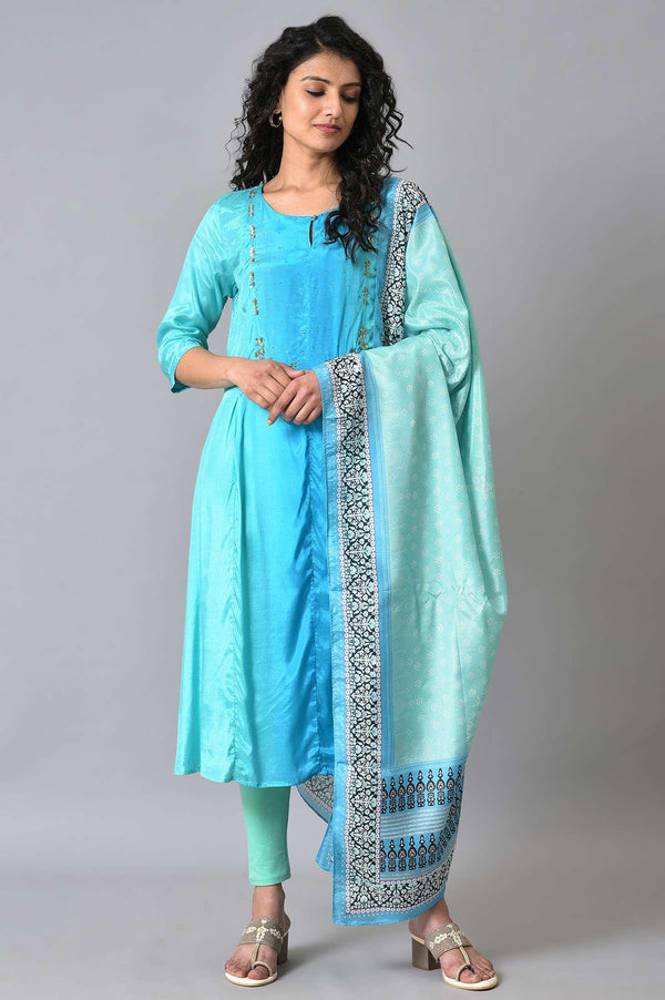 Light Green And Blue Ombre kurta Set