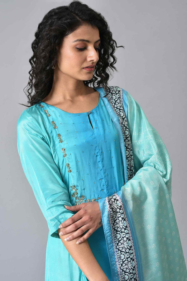 Light Green And Blue Ombre kurta Set