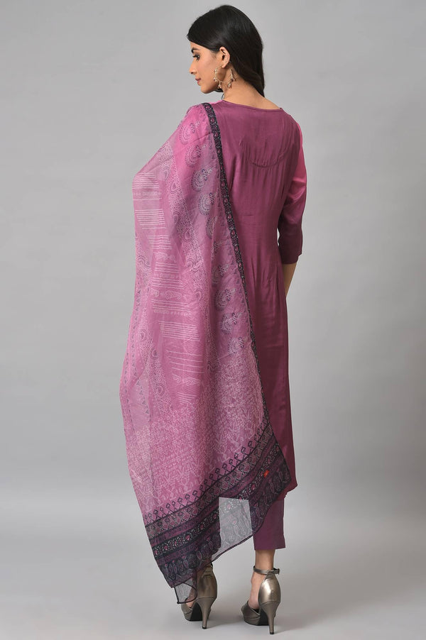 Dark Purple Ombre A-Line kurta Set