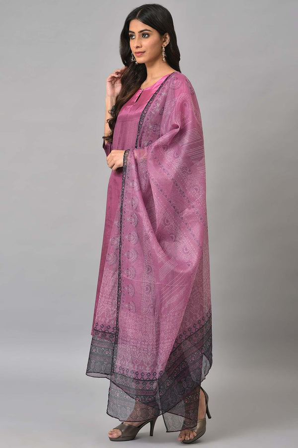 Dark Purple Ombre A-Line kurta Set