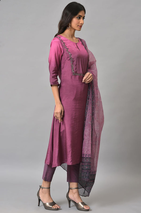 Dark Purple Ombre A-Line kurta Set