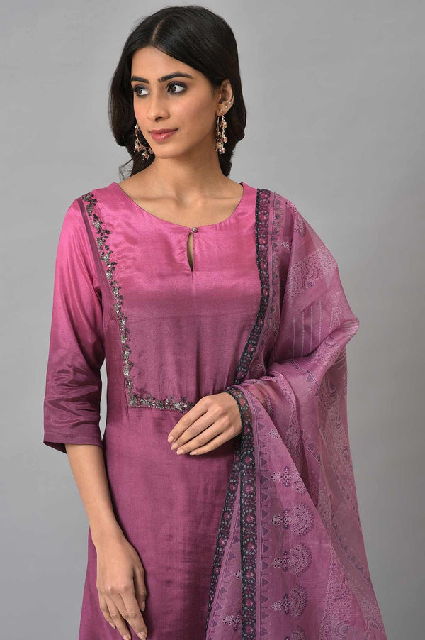 Dark Purple Ombre A-Line kurta Set