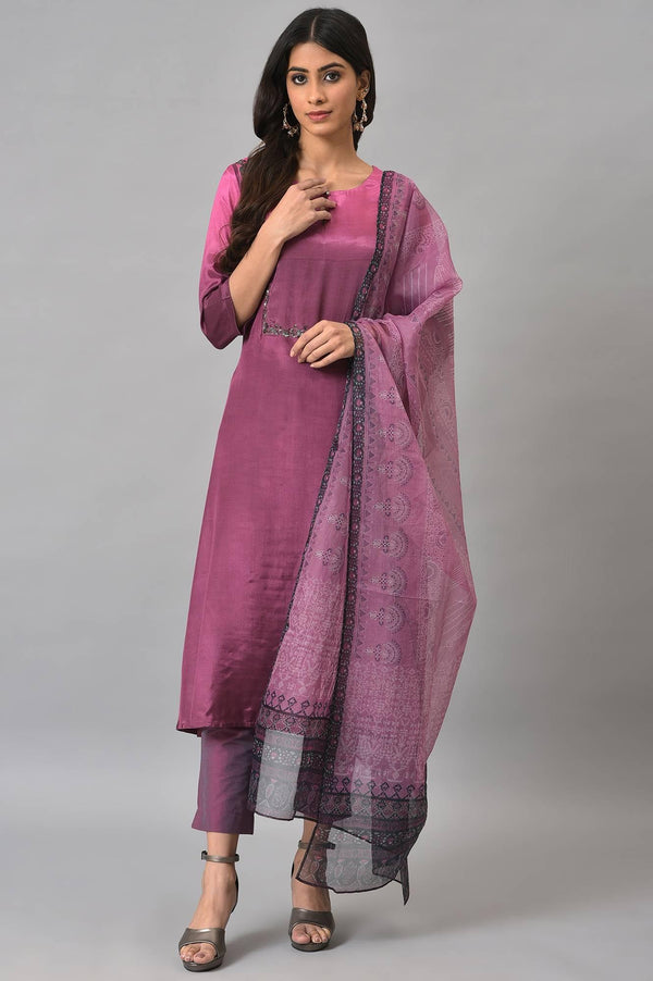 Dark Purple Ombre A-Line kurta Set