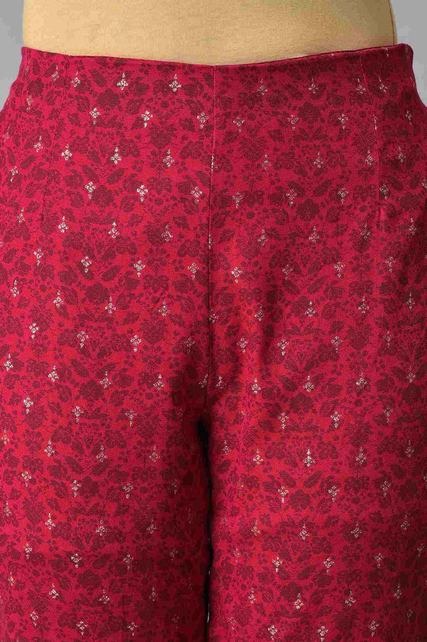 Royal Blue Printed kurta With Pink Printed Slim Pants And Dupatta