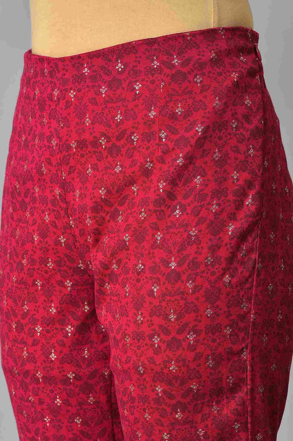 Royal Blue Printed kurta With Pink Printed Slim Pants And Dupatta