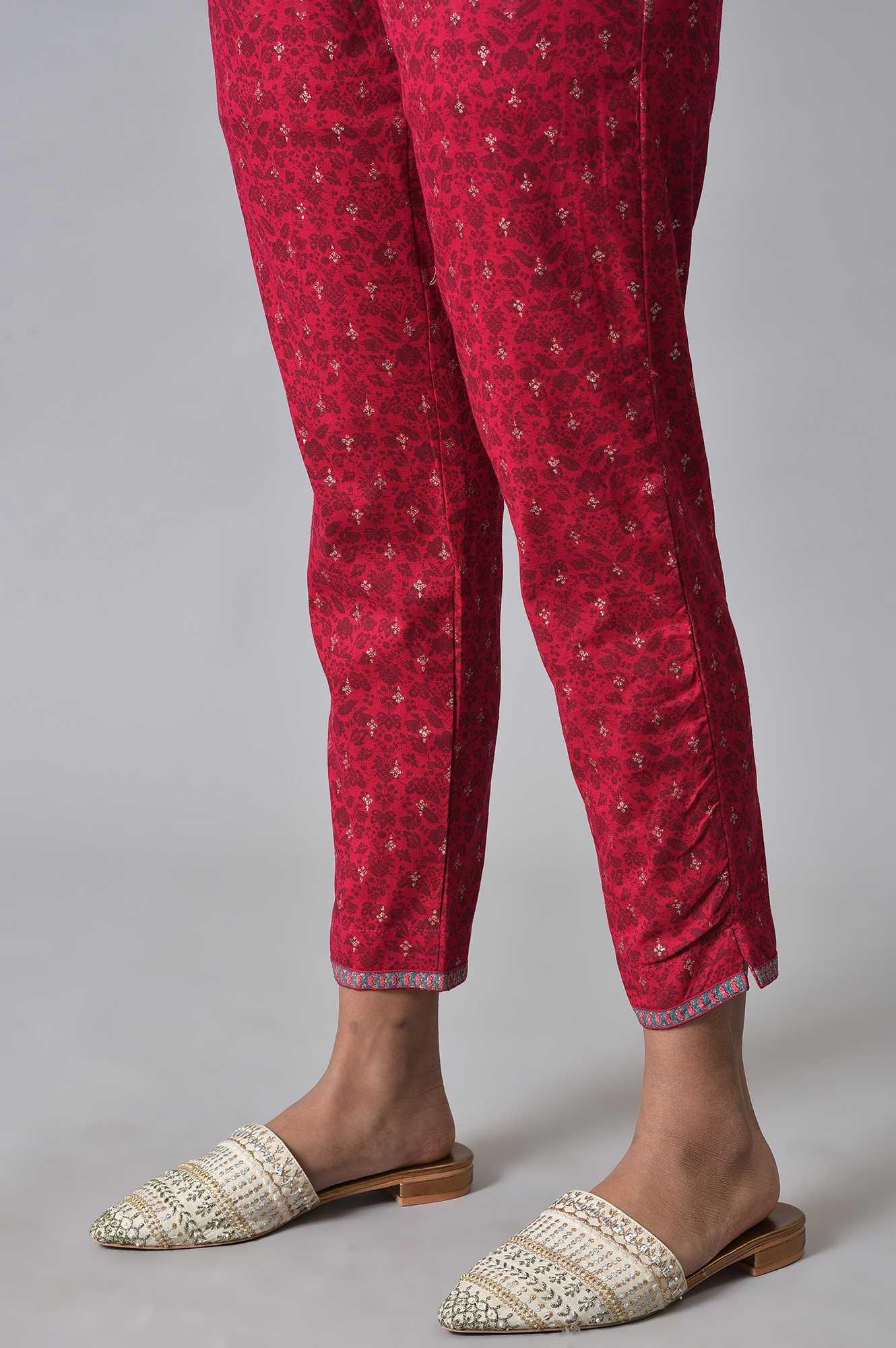 Royal Blue Printed kurta With Pink Printed Slim Pants And Dupatta - wforwoman