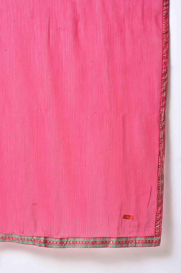 Royal Blue Printed kurta With Pink Printed Slim Pants And Dupatta