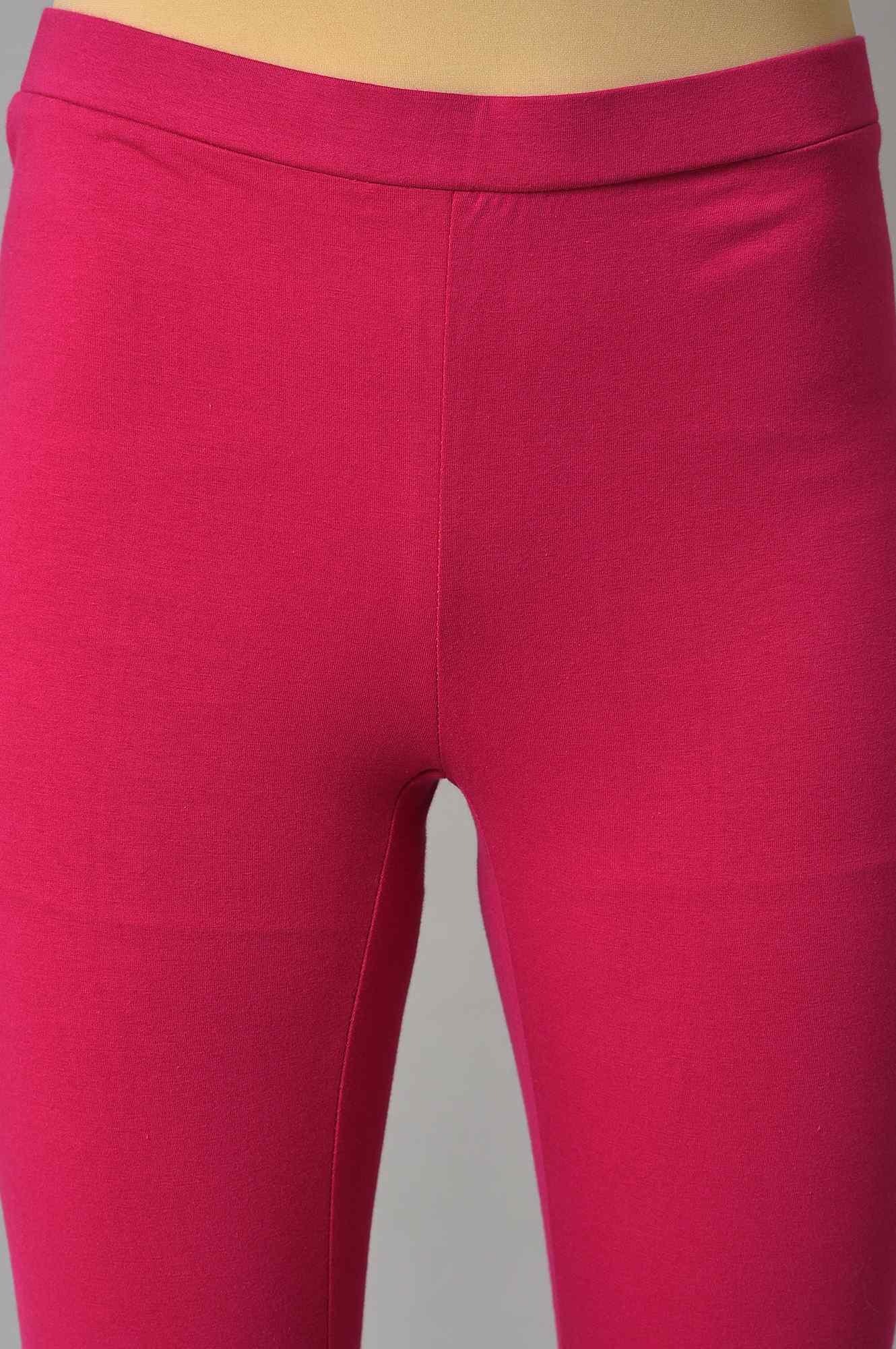 Pink Gold Glitter Printed kurta With Tights And Green Printed Dupatta - wforwoman