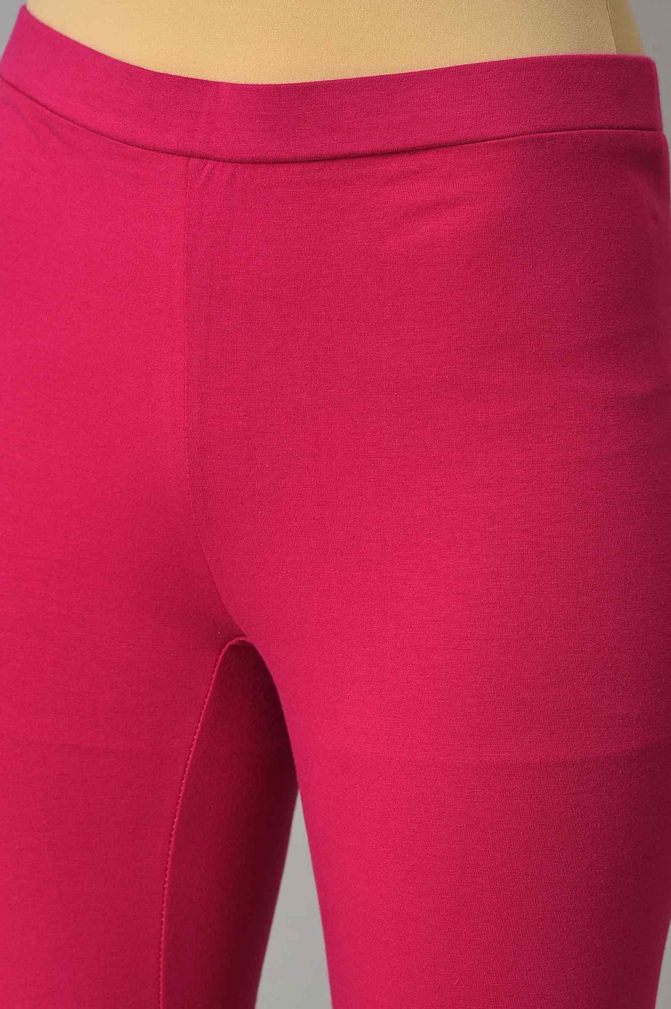 Pink Gold Glitter Printed kurta With Tights And Green Printed Dupatta - wforwoman