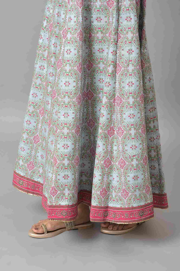 Dark Pink Mock Layered Beadwork kurta With Skirt And Chiffon Dupatta