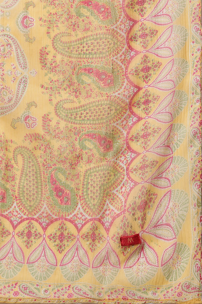 Dark Pink Placement Printed Kurta, Pants And Dupatta Set