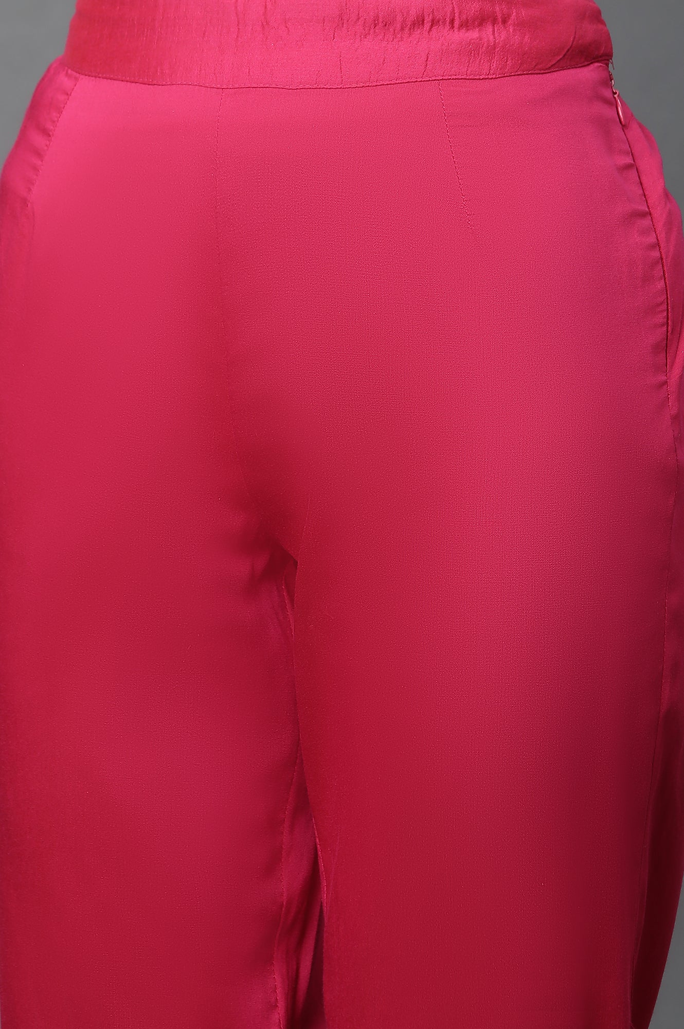 Dark Pink Placement Printed Kurta, Pants And Dupatta Set