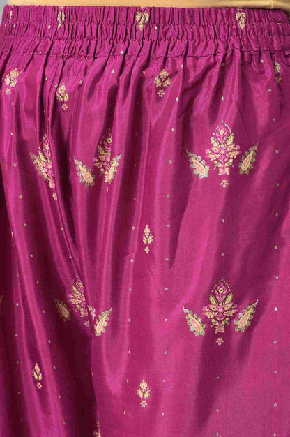 Puruple Shatung Embroidered kurta With Parallel Pants And Light Green Dupatta - wforwoman