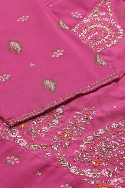 Plus Size Pink Printed kurta With Culottes And Green Dupatta - wforwoman