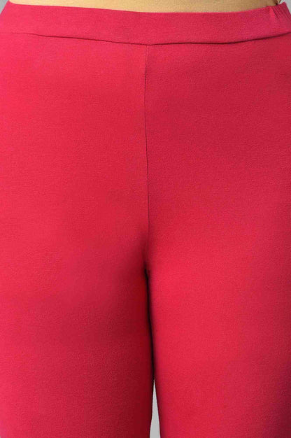 Light Green Karnataka Silk kurta With Dark Pink Tights - wforwoman