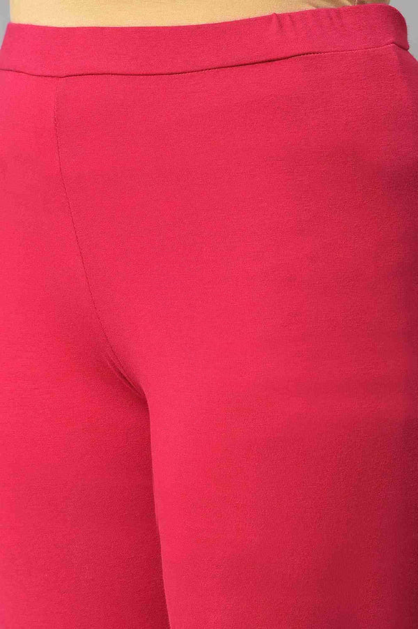 Light Green Karnataka Silk Straight Kurta with Dark Pink Tights