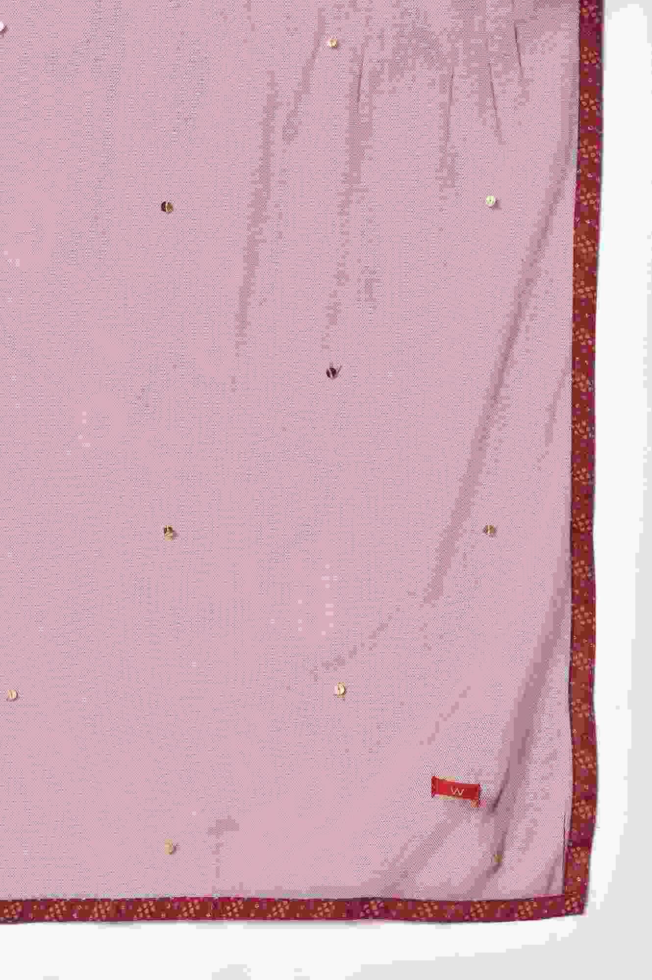 Red Mukaish Printed kurta With Flared Skirt And Mesh Dupatta - wforwoman