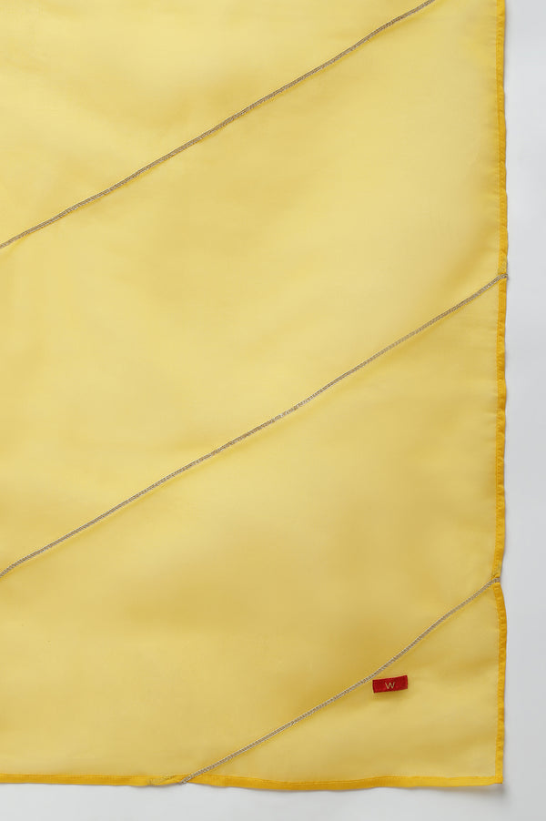 Yellow Bandhani Printed Straight Kurta with Parallel Pants and Dupatta Set