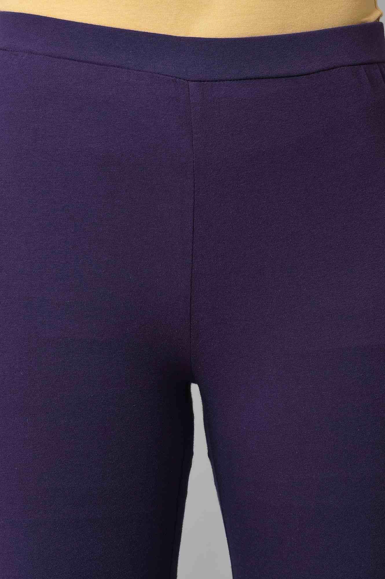 Grape Purple Cowled Hemline kurta With Tights - wforwoman