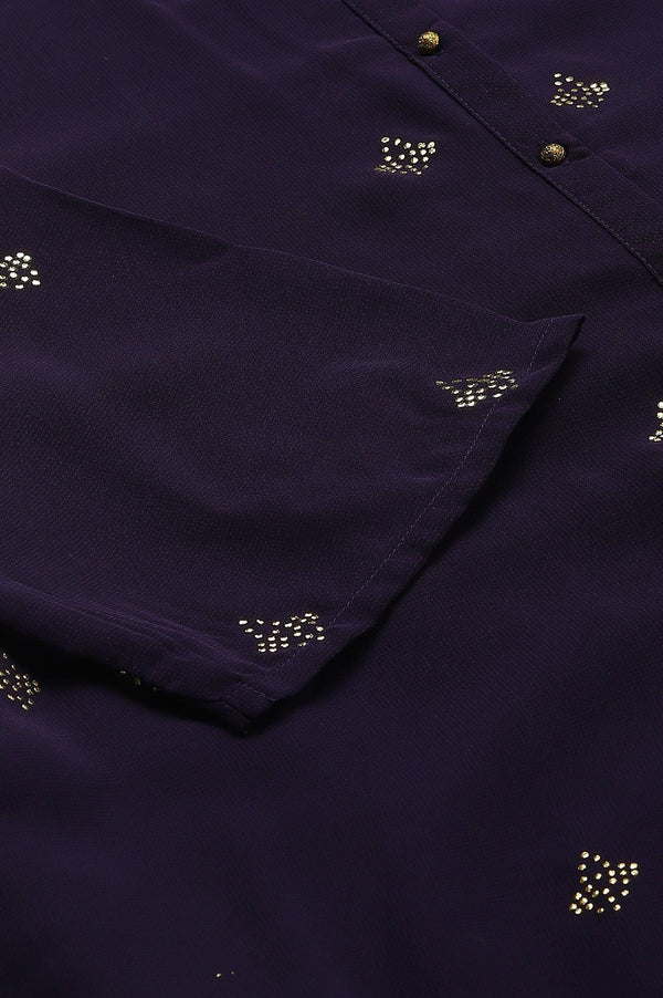 Plus Size Grape Purple Cowled Hemline kurta With Tights