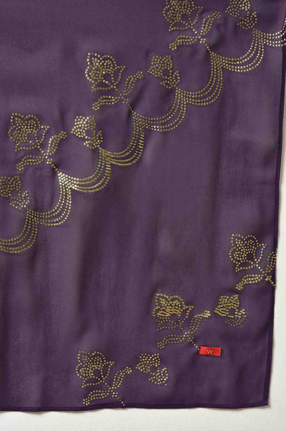 Deep Purple Karnatka Silk kurta With Green Slim Pants And Mukaish Dupatta - wforwoman
