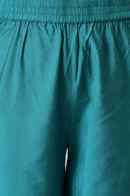 Teal Sequin Highlighted kurta With Pants And Golden Dupatta