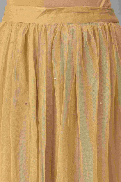 Orange Embroidered Festive kurta With Golden Mesh Skirt - wforwoman