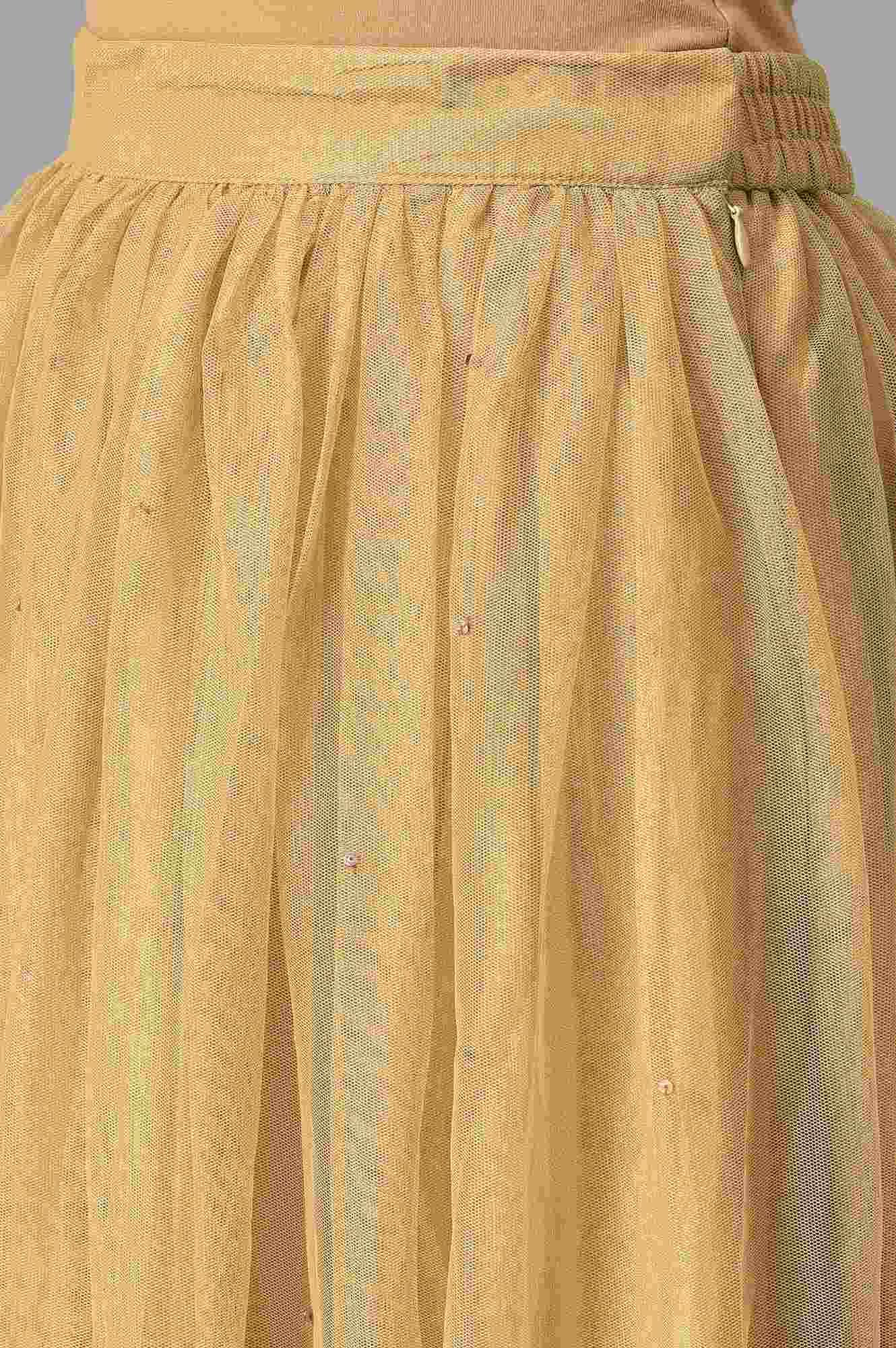 Orange Embroidered Festive kurta With Golden Mesh Skirt - wforwoman