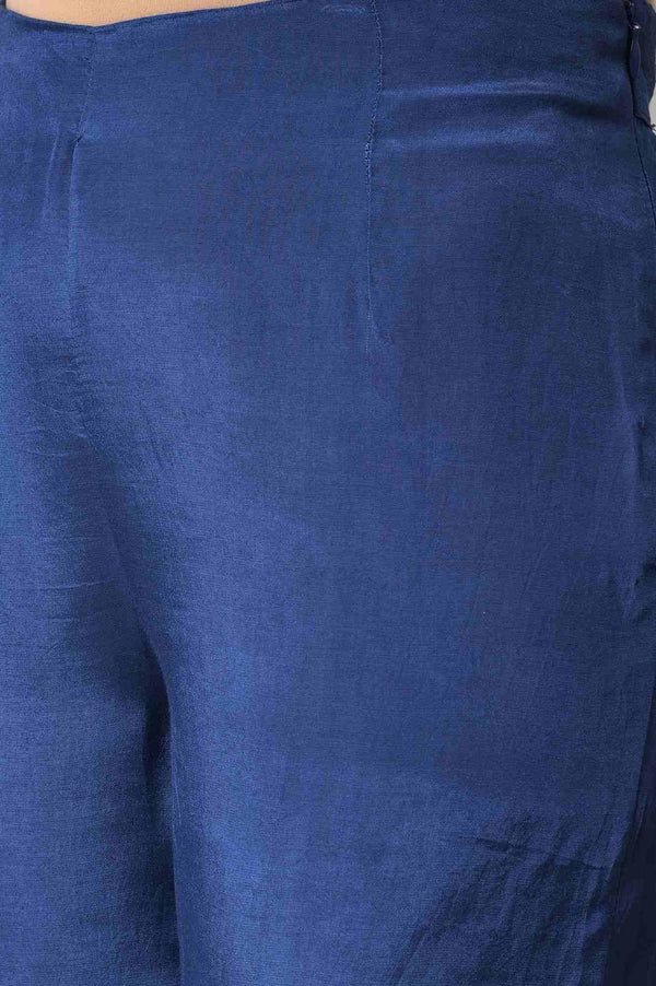 Cobalt Blue Solid kurta and Slim Pants Co-ord Set