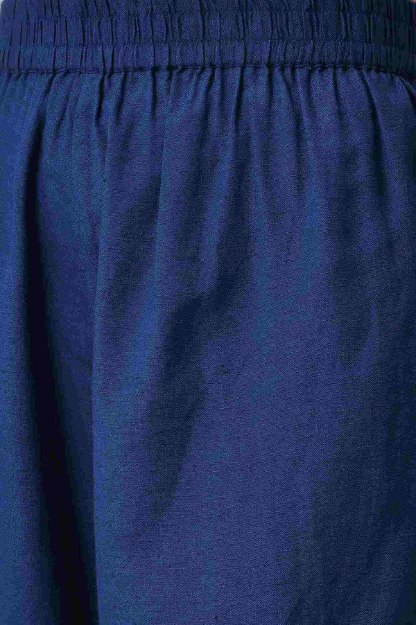 Blue Sleeveless Ikkat Print Front Pleat kurta with Straight Pants Co-ord Set