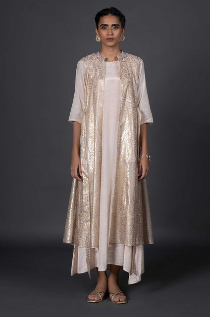 Light Pink Organza Jacket With Inner Dress Set