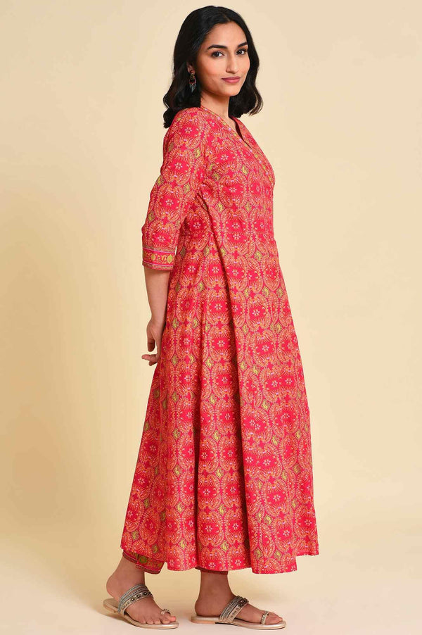 Pink Multicolor Printed Angrakha kurta Set