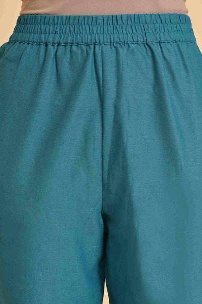 Blue Multicolor Printed Angrakha kurta Set - wforwoman