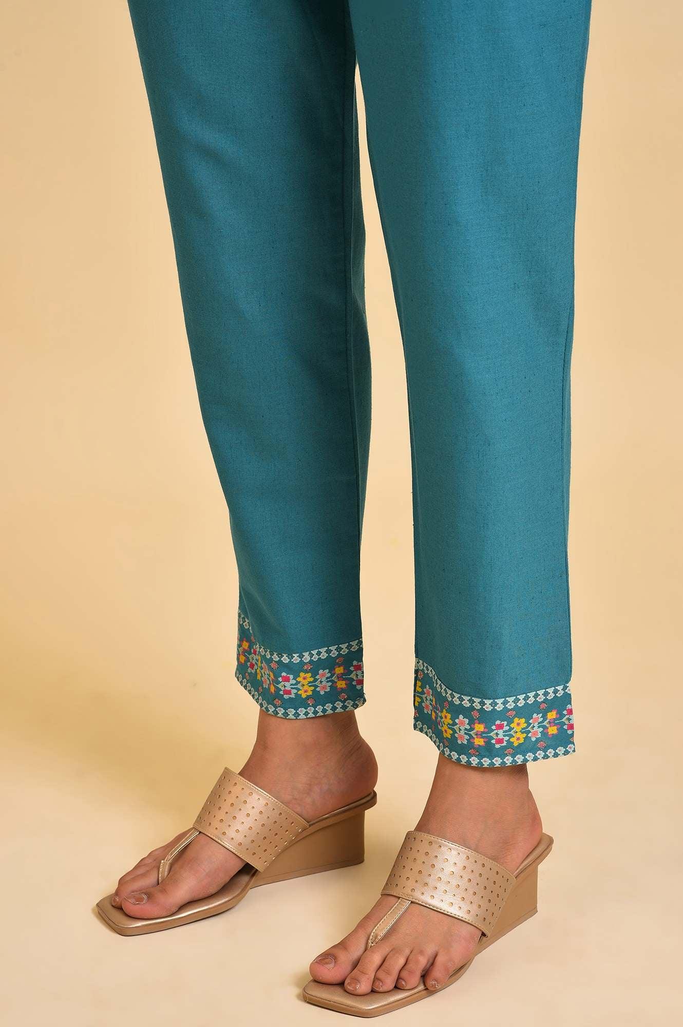 Blue Multicolor Printed Angrakha kurta Set - wforwoman