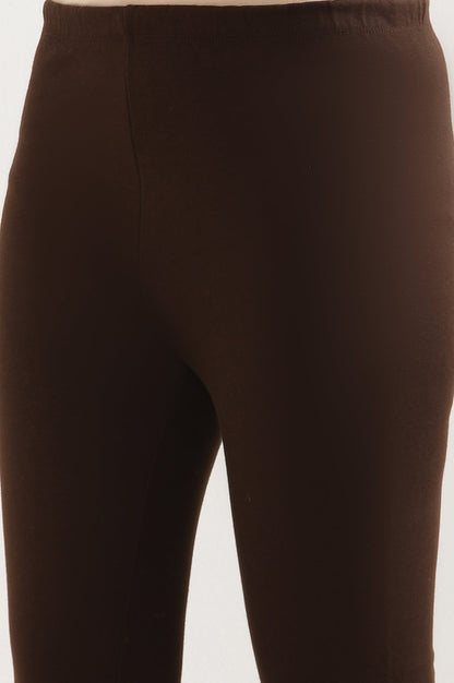 Brown Solid Skinny Fit Tights With Elasticated Waist